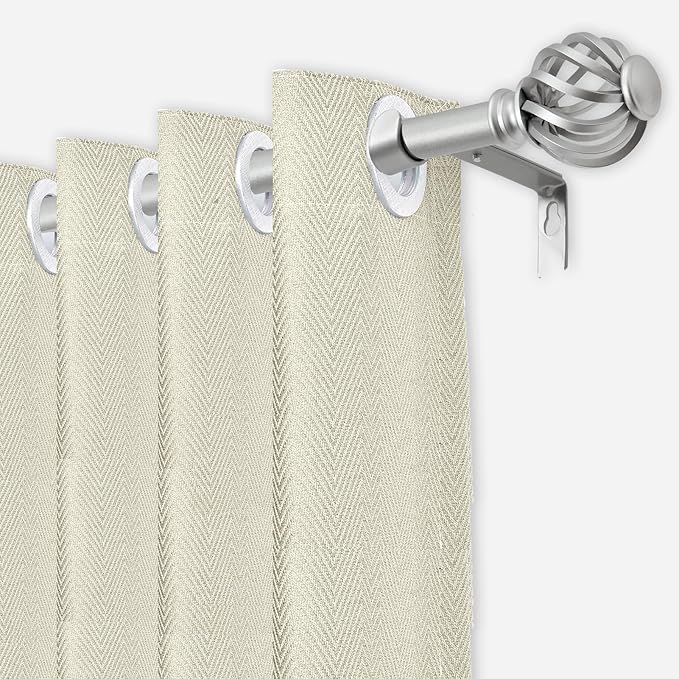 Luvenia Silver Decorative Curtain Rods,Adjustable Curtain Rod For Windows 30 to 88 Inch(2.5-7.3Ft),Long Curtain Rod For Bedroom, Living Room,Kitchen,Farmhouse