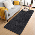 OLANLY 2x7 Machine Washable Runner Rugs for Hallway, Soft Fluffy Shaggy Bedside Rugs for Bedroom, Living Room, Indoor Floor Carpet for Kids Girls and Boys, Nursery Rooms, Home Decor Aesthetic, Black