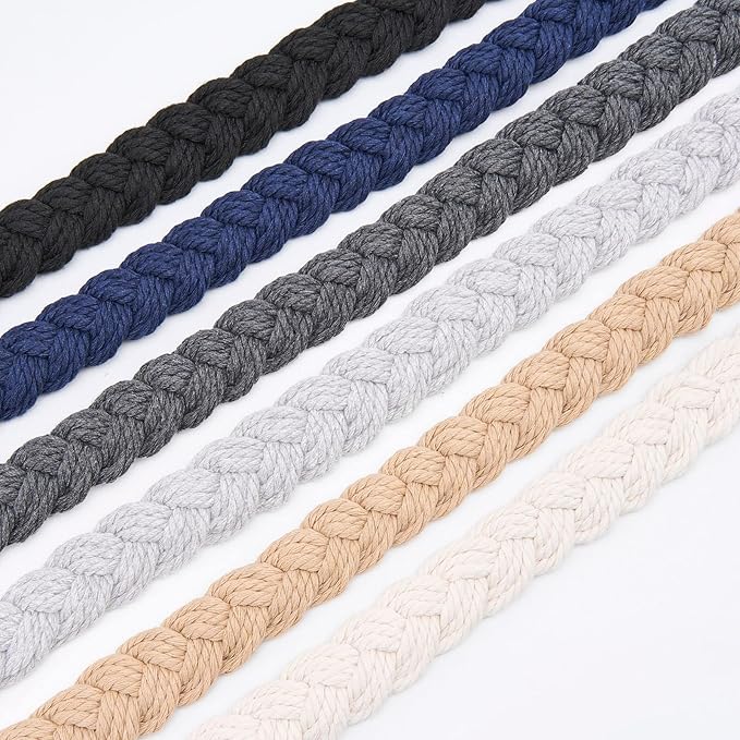 NICEEC 2 Pack Natural Cotton Rope Curtain Tiebacks Elegant Boho Style Decorative Drape Tie Backs Soft Hand-Woven Rope Curtain Holdbacks with Metal Hook for Home & Office Drapery (Black)