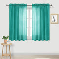 DWCN Teal Sheer Curtains Semi Transparent Voile Rod Pocket Curtains for Bedroom and Living Room, 52 x 54 inches Long, Set of 2 Panels