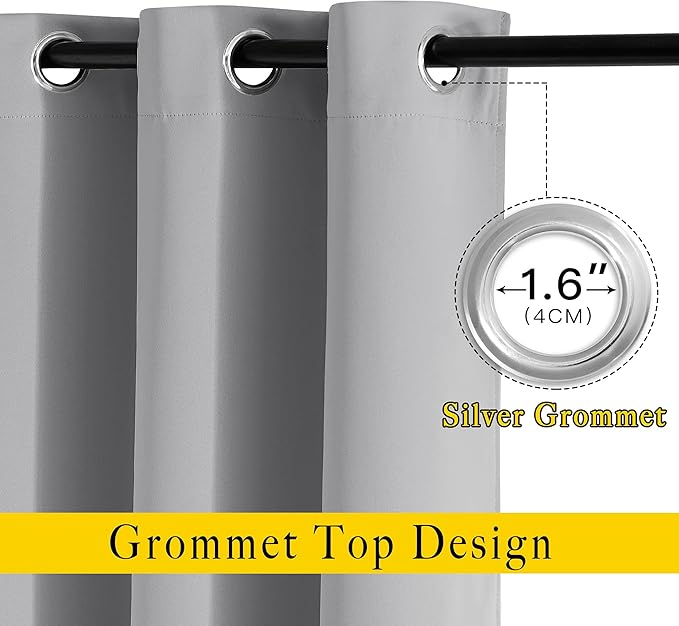 NICETOWN Light Reducing Grommet Curtains - Triple Woven Textured Soft Curtain Panels for Living Room Window Treatment Drapes for Sliding Door (W80 x L108, Silver Grey, 2 Pieces)