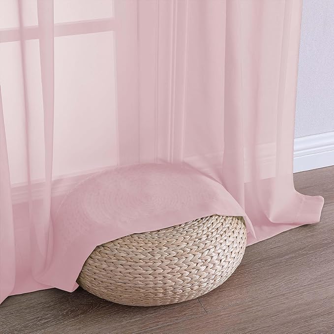 OWENIE Sheer Blush Curtains 108 Inches Long for Living Room Bedroom 2 Panels Set, Lightweight Airy Blush Sheer Curtain, Filmy Voile Rod Pocket, 2 PCS, Each 59" W x 108" L