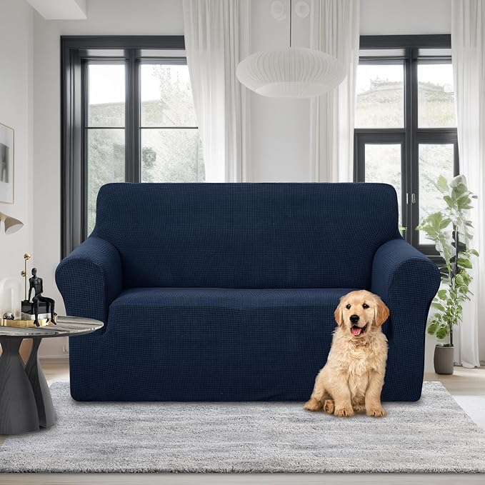 U-NICE HOME Loveseat Cover Stretch Couch Cover Sofa Cover Sofa Slipcover Furniture Protector for 2 Cushion Couch Sofa Pet Friendly(Loveseat, Navy)