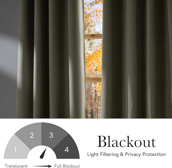 NICETOWN Faux Linen Beige Blackout Curtains 84 inches Long for Living Room - Privacy Panels for Bedroom, Modern Farmhouse Style Easy Care Grommet Top, 2 Panels, W52 by L84