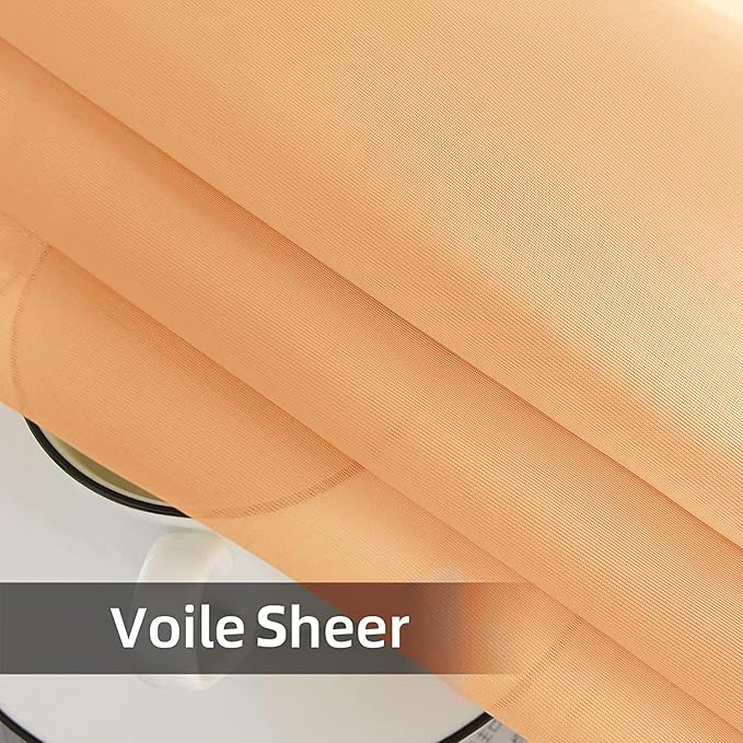 youleyar Solid Sheer Rod Pocket Curtain Voile Draperies 2 Panels White Beige Black Grey Coffee 60 Inch Width 96 Inch Long 1 Pair for Kitchen Bedroom Children Living Room Yard(Beige,60Wｘ96L)