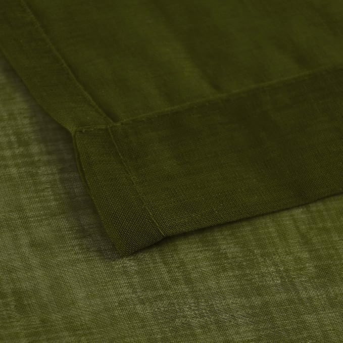 DWCN Olive Green Sheer Curtains Semi Transparent Voile Rod Pocket Curtains for Bedroom and Living Room, 42 x 84 inches Long, Set of 2 Panels
