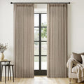 MIULEE Pinch Pleated Thick Linen Curtains 96 Inches Long 2 Panels for Living Room Bedroom, Memory Trained Pleat Drapes Light Filtering Grey Beige Semi Sheer Window Curtains Hooks Rings Back Tab