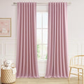 Guken 100% Blackout Curtains 84 Inch Length 2 Panels Set for Living Room Bedroom Back Tab Thermal Insulated Black Out Linen Drapes Room Darkening Rose,52x84