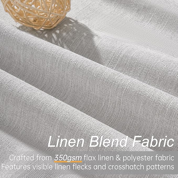Topfinel 94 Inches Long Custom Ceiling Grey Blackout Urtains, Modern Light Blocking Track Soundproof Curtains, Decorative Elegant Linen Luxrury Curtains 52" X 94" for Living Room 2 Panels Christmas