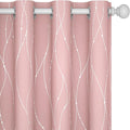 Deconovo Pink Blackout Curtains for Bedroom, Thermal Insulated Soundproof Pravicy Curtain, Silver Wave Dots Print, 52 x 108 Inch Long, Machine Washable Window Panels for Kids Room Nursery, Set of 2