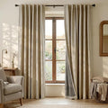 RYB HOME 100% Blackout Linen Textured Curtains for Bedroom, Farmhouse Thermal Insulated Window Curtains for Living Room Dining Patio Sliding Glass Door, Wide 52 x Long 102 inch, Burlap, 2 Panels