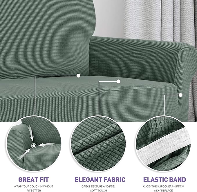 ZNSAYOTX Stretch Oversized Couch Cover Universal Sofa Covers for Living Room Dogs Pet Furniture Protector Spandex Extra Large Sofa Slipcovers with Anti Slip Foam Sticks (Pea Green, XL Sofa)