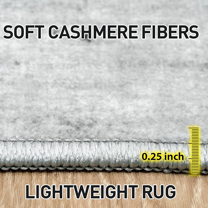 6x9 Area Rugs Washable Rug: Large Modern Abstract Living Room Rug Soft Anti-Skid Thin Carpet Indoor Floor Non-Shedding Carpets for Bedroom Dining Room Farmhouse Nursery Home Office Black White Grey