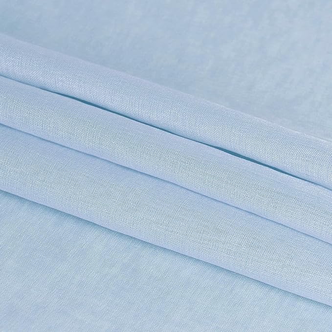 DWCN Sky Blue Sheer Curtains Semi Transparent Voile Rod Pocket Curtains for Bedroom and Living Room, 42 x 63 inches Long, Set of 2 Panels