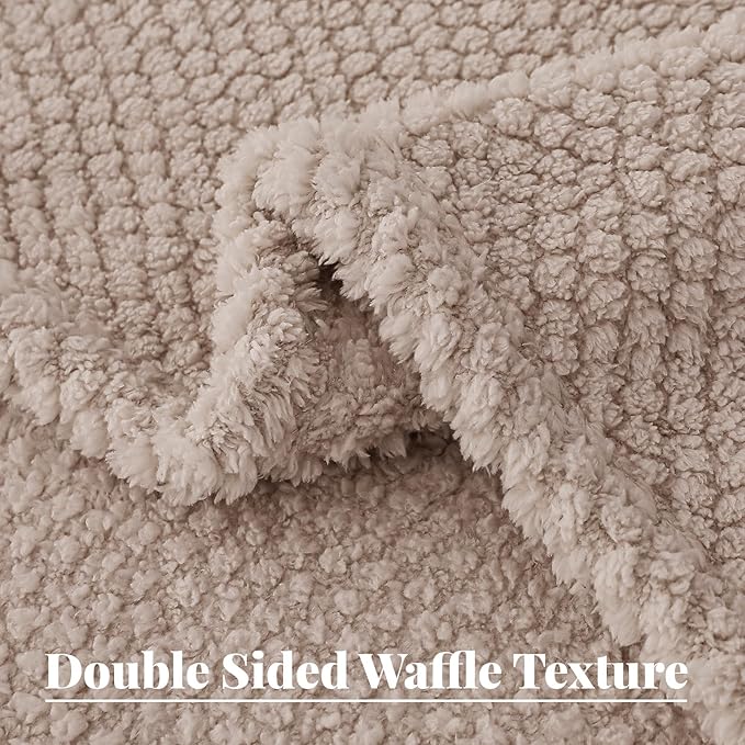 Whale Flotilla Twin Size Fuzzy Fleece Blanket for Bed, 60x80 Inch Fluffy Warm Soft Jacquard Blankets for All Season, Lightweight and Cozy, Camel