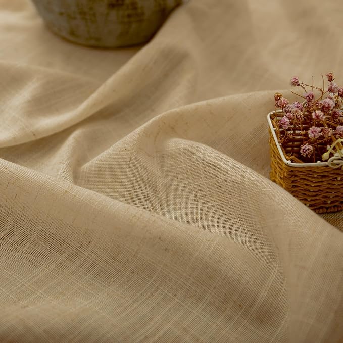 Tan Beige Curtains 96 Inches Long for Living Room 2 Panels Pocket Back Tab Semi Sheer Linen Rustic Neutral Earth Light Brown Room Decor Khaki Taupe Camel Burlap Curtains for Bedroom Cottagecore Fall