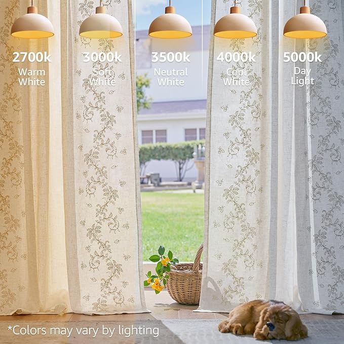 jinchan Evelyn Embroidered Linen Curtains for Living Room Farmhouse Floral Curtains for Bedroom Semi Sheer Light Filtering Window Drapes Rod Pocket Back Tab 2 Panels W50 x L96 Beige