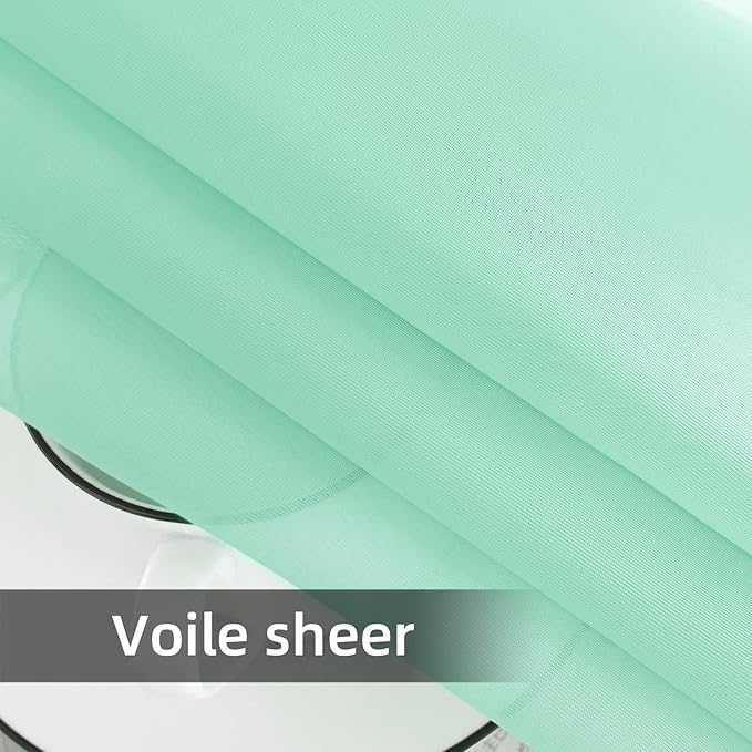 youleyar Solid Sheer Rod Pocket Curtain Voile Draperies 2 Panels White Beige Black Grey Coffee 52 Inch Width 90 Inch Long 1 Pair for Kitchen Bedroom Children Living Room Yard (Light Green,52Wｘ90L)