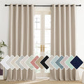 NICETOWN Cream 100% Blackout Linen Curtains 95 inch Long Burg for Living Room, 1 Pair, 62" Width Each Panel, Farmhouse Thick Completely Blackout Window Treatment Thermal Insulated Drapes