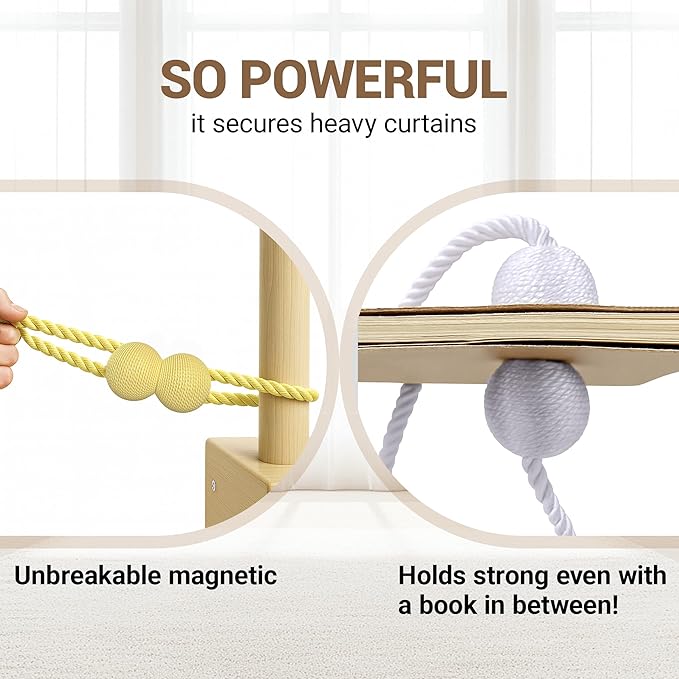 Hion Magnetic Curtain Tiebacks Golden 2pcs, Curtain Tiebacks Buckles Holdbacks Holders Hooks Clip for Home Bedroom Office Decorative Curtain