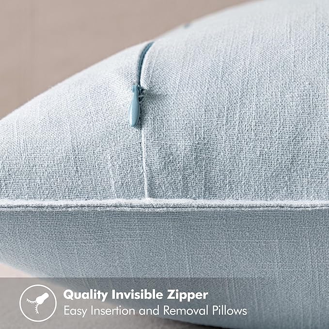MIULEE Decorative Linen Euro Sham Pillow Covers 24x24 Light Blue Boho Farmhouse Neutral Couch Throw Pillows for Bed Pack of 2 Accent Coastal Modern Pillowcase Summer Sofa Livingroom Home Decor