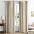 MIULEE 100% Blackout Linen Curtains for Bedroom, Cobblestone Solid Luxury Decor Thermal Insulation Room Darkening Drapes for Living Room Nursery Back Tab Rod Pocket 42 x 72 Inches, 2 Panels