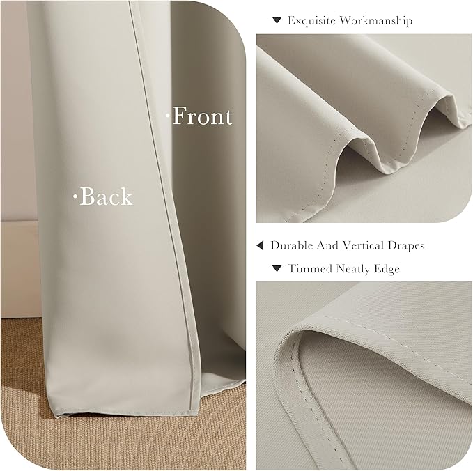 PONY DANCE Blackout Short Cafe Curtains, Privacy Light Block Small Window Curtains for Bedroom Kitchen Basement Dining Classroom, W 42 x L 30 inches, Cream, 2 Panels