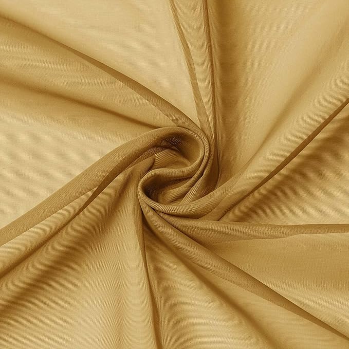 Gold Kitchen Curtains 30 Inch Length Tier 2 PCS, Solid Soft Airy Half Curtains for Windows, Gold Sheer Rod Pocket Drapes for Bathroom Basement Small Window, 42" Wx30 L Inches