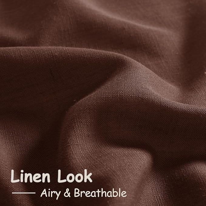 Nanspring Rustic Brown Linen Curtains 108 Inches Long for Living Room Bedroom 2 Panels Set Extra Long Back Tab Curtain Light Filtering Sheer Drapes Floor to Ceiling Curtain for Large Windows 52x108