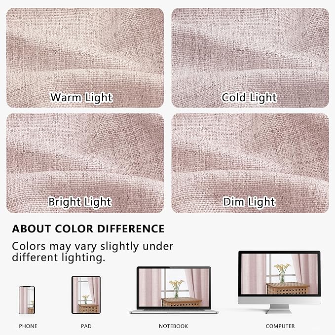 OVZME Blush Pink Valance for Windows, Light Filtering Faux Linen Textured Small Short Valance Kitchen Curtain, Rod Pocket Top Short Window Curtain for Bathroom Basement Farmhouse, 1 Piece, 60Wx12L