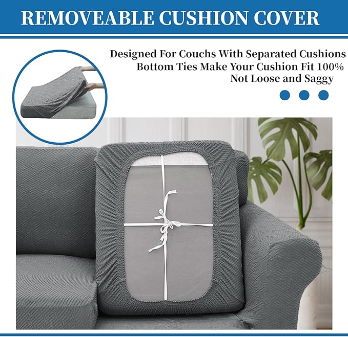 XINEAGE 2026 New 2 Pieces Chair Covers with Arms Super Stretch Chair Slipcover for Living Room Pet Dog Universal Slip Cover Anti Slip Armchair Furniture Protector (Light Gray), 31"-46"(1 Cushion)