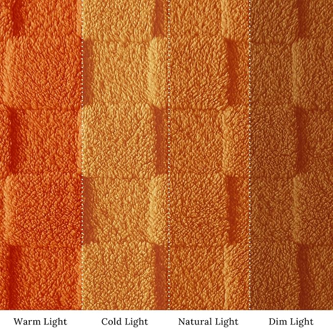 Exclusivo Mezcla Queen Size Flannel Fleece Blanket, Super Soft and Warm Lightweight Checkered Pattern Blanket for All Seasons, 90x90 Inches, Burnt Orange