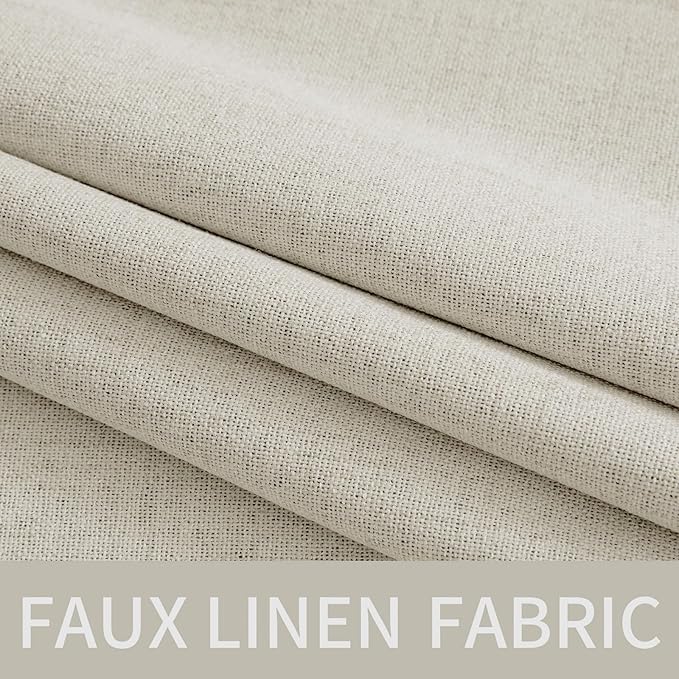 MIULEE Linen Texture Curtains for Bedroom Light Cream 100% Blackout Thermal Insulated Linen Curtains Grommet Room Darkening Drapes for Living Room Nursery 52x45 Inch (2 Panels)