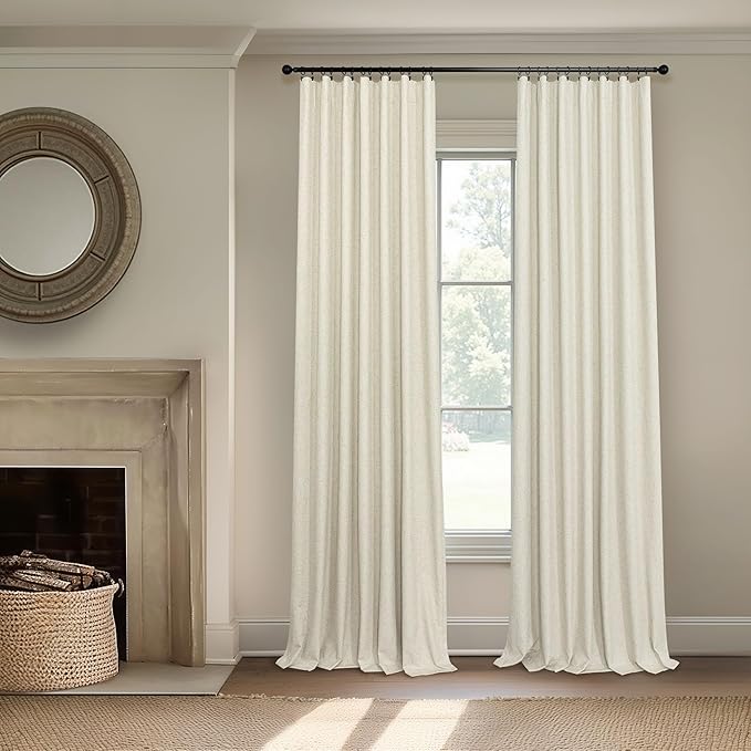 Short Small Blackout Curtains 54 Inches Long for Bedroom Aesthetic Beige Linen Colored Boho Black Out Curtains Insulated Thermal Curtains for Summer Heat Blocking Basement Bathroom Window 52x54 Length
