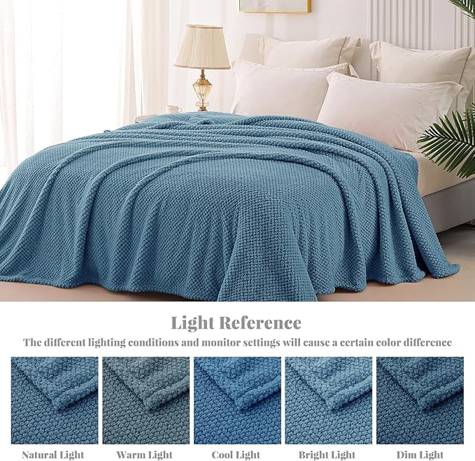 Whale Flotilla Extra Large Fuzzy Fleece Throw Blanket for Couch, 50x70 Inch Fluffy Warm Soft Jacquard Blankets for All Season, Lightweight and Cozy, Slate Blue