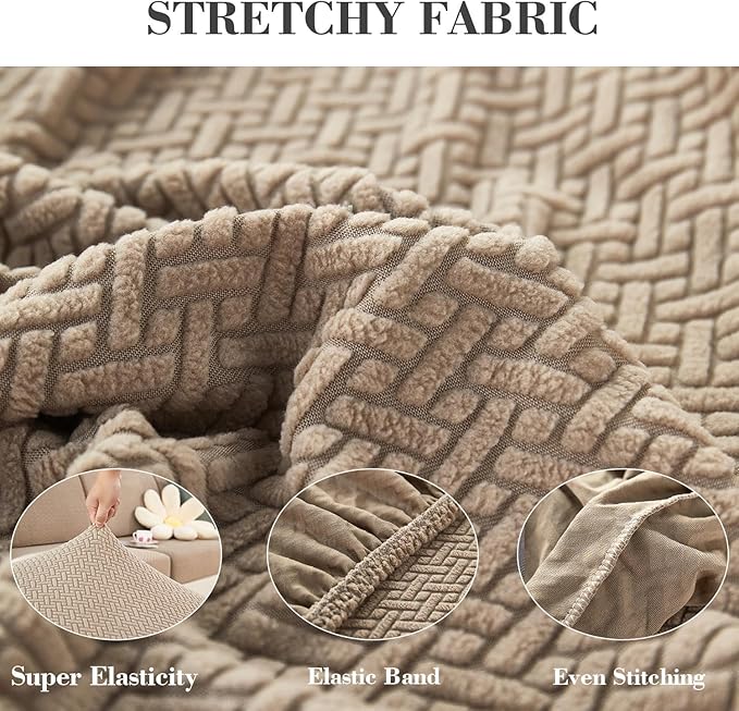 Sofa Covers Couch Covers for Sofa Pet Friendly Couch Cushion Covers Universal Sofa Covers Washable Stretch Slipcovers for Sectional Sofa (Texture Light Coffee,Large Single Seat Cover)