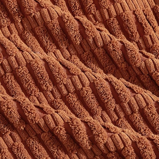 Fancy Homi 4 Packs Rust Decorative Throw Pillow Covers 12x20 Inch for Living Room Couch Bed Sofa, Terracotta Rustic Farmhouse Boho Home Decor, Soft Plush Striped Corduroy Square Cushion Case 30x50 cm