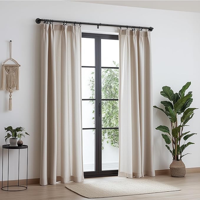Zeerobee Curtain Rods for Windows 16 to 28, 1 Inch Industrial Wrap Around Black Curtain Rod, Indoor/Outdoor Room Divider Adjustable Drapery Pole, 16"-28"