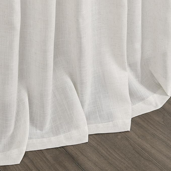 Nanspring Natural Linen Curtains 120 Inches Long for Living Room Light Filtering Sheer Curtains Back Tab and Rod Pocket Farmhouse Floor to Ceiling Curtain for Bedroom High Window 52x120, 2 Panels