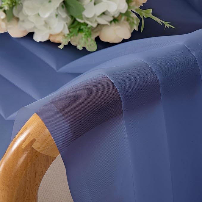 OWENIE Blue Sheer Curtains 96 Inch Long 2 Panels Set, Light Filtering Rod Pocket Soft Clear Sheer Curtain for Bedroom/Living Room, 2Pcs, Each 42" W x 96" L, Royal Blue