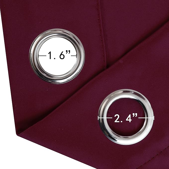 LEMOMO Blackout Curtains 66 x 95 inch/Burgundy Red Curtains Set of 2 Panels/Thermal Insulated Room Darkening Bedroom Curtains