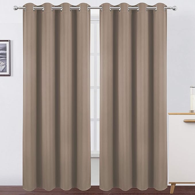 LEMOMO Cappuccino Thermal Blackout Curtains/52 x 95 Inch/Set of 2 Panels Room Darkening Curtains for Bedroom