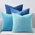 Topfinel Decorative Throw Pillow Covers Cushion Cases, Set of 4 Soft Velvet Modern Double-Sided Designs, Mix and Match for Home Decor, Pillow Inserts Not Included (22x22 inch, Blue)