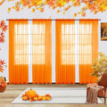 youleyar Solid Sheer Rod Pocket Curtain Voile Draperies 4 Panels White Beige Black Grey Ivory 52 Inch Width 96 Inch Long 1 Pair for Kitchen Bedroom Children Living Room Yard(Orange,52 Wｘ96 L)