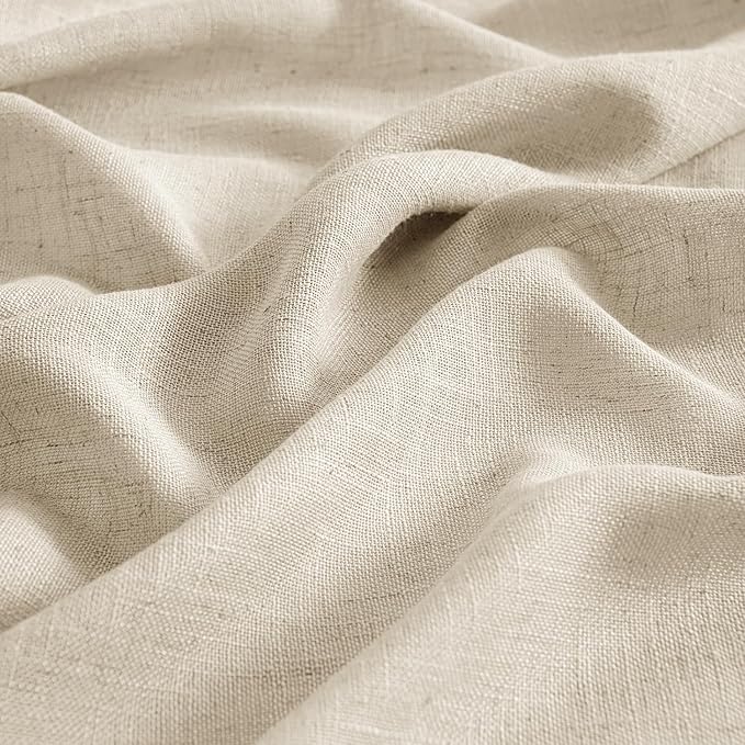 MIULEE Linen Curtains 90 Inch Length 2 Panels for Bedroom Living Room, Soft Thick Linen Textured Back Tab Window Drapes Semi Sheer Light Filtering Rod Pocket Modern Farmhouse Decor