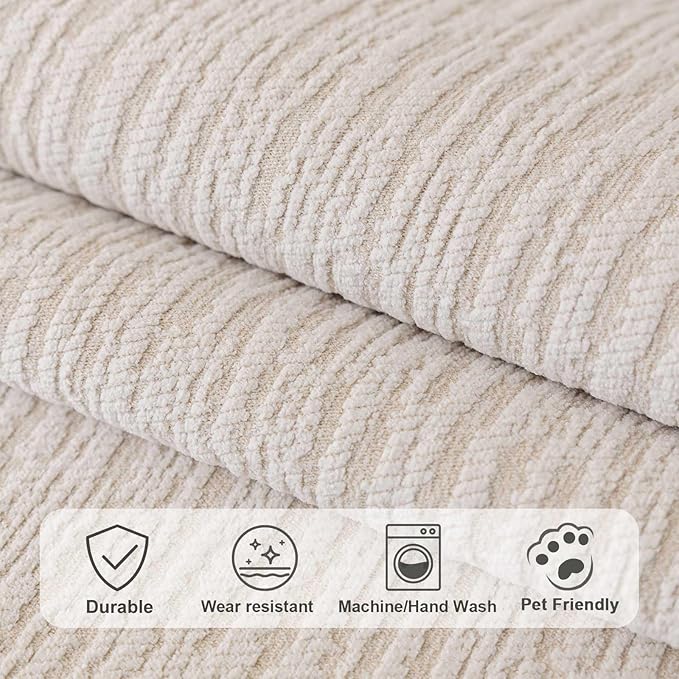 Soft Waterproof Chenille Cover Washable, Non Slip Sectional Sofa Covers for 3 Cushion Couch Sofa L Sharped Sofa Slipcover for Pets, Furniture Protector (1 PCS 27"x27" White)