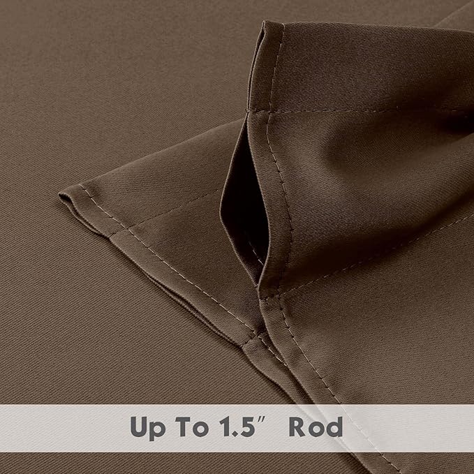 Chyhomenyc Brown Valances for Window, Room Darkening Short Curtains for Kitchen Bedroom Living Room, Rod Pocket Top Small Window Treatment Valance RV Bunk Panels, 40Wx14L, 2 Pieces
