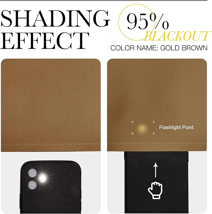 NICETOWN Sleek Blackout Curtains 68 inches Length for Windows, Noise Reducing and Block Draft Panels for Door Doorway Laundry Office Luxury Decor Theme (2 Panels, Gold Brown, W55 x L68 -Inch)