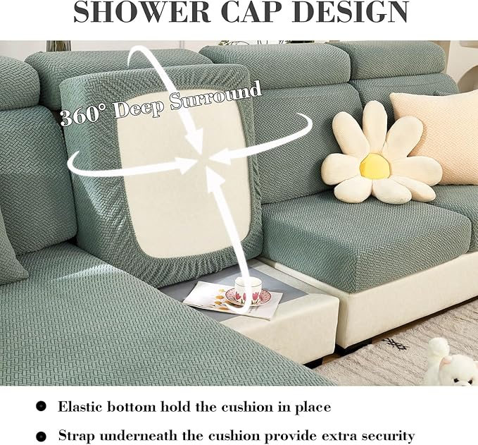 Sofa Covers Couch Covers for Sofa Pet Friendly Couch Cushion Covers Universal Sofa Covers Washable Stretch Slipcovers for Sectional Sofa (Texture Green,Large Single Seat Cover)