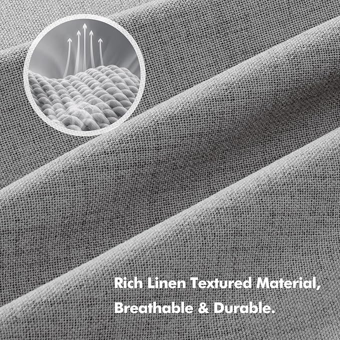 MIULEE 100% Blackout Linen Curtains for Bedroom, Glacier Gray Solid Luxury Decor Thermal Insulation Room Darkening Drapes for Living Room Nursery Back Tab Rod Pocket 42 x 96 Inches, 2 Panels